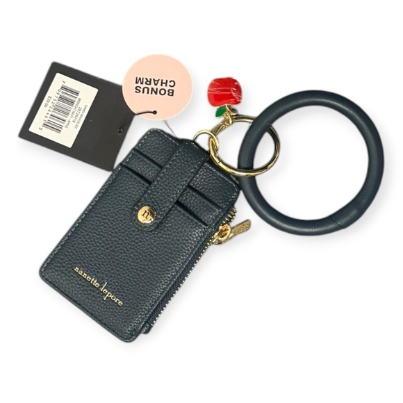 Nanette Lepore Dark Blue Card Holder with Keychain - Picture 2 of 5